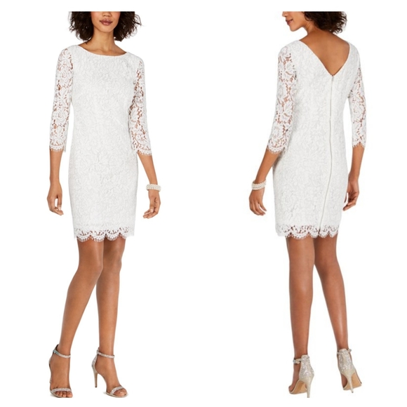 Adrianna Papell Dresses & Skirts - Adrianna Papell Metallic Lace Cocktail Dress Ivory
